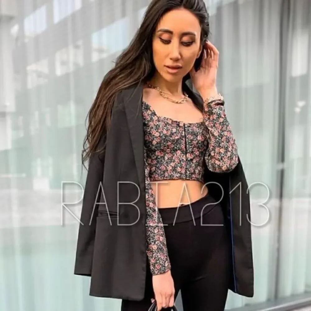 ZARA FLORAL PRINT CROP TOP‎
